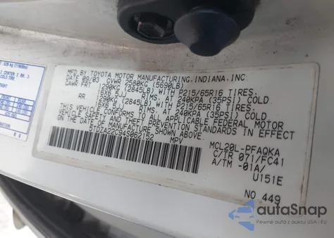 2004 Toyota Sienna from USA, damaged, VIN 5PDZA22C94S062152